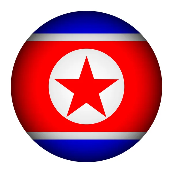 Pulsante bandiera Corea del Nord . — Vettoriale Stock