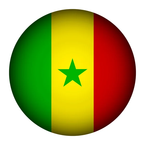 Senegals flagga knappen. — Stock vektor