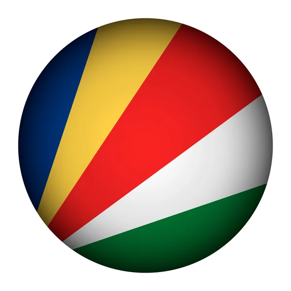 Bouton drapeau des Seychelles. Les couleurs de l'original . — Image vectorielle