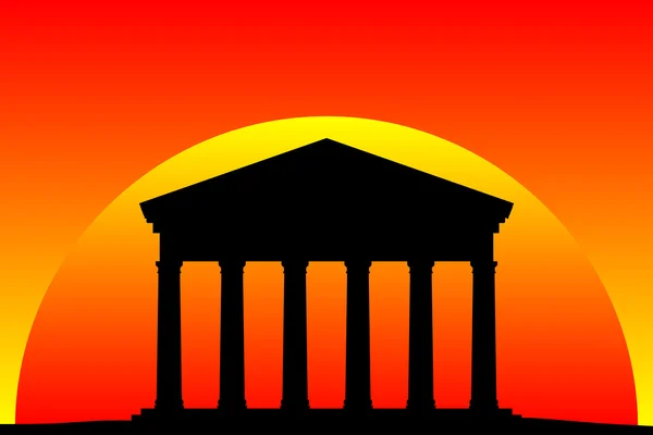 Ancient temple at the sunset — Stock Vector