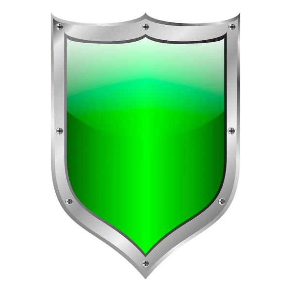 Verde escudo medieval —  Vetores de Stock