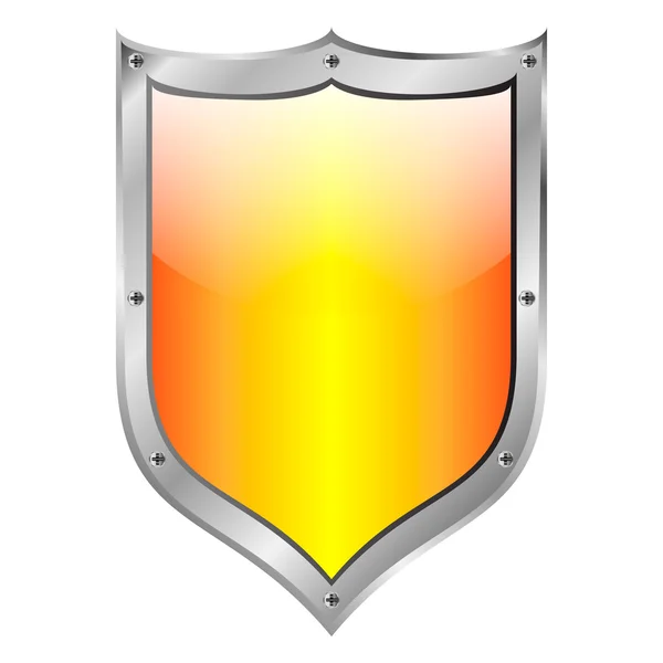 Yellow medieval shield — Stock Vector
