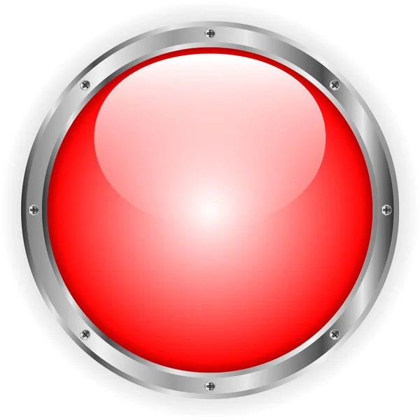 Red glass button — Stock Vector