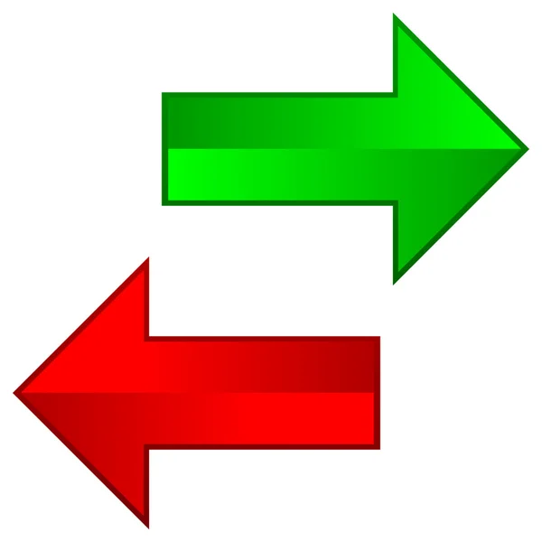 Flechas verdes e vermelhas — Vetor de Stock