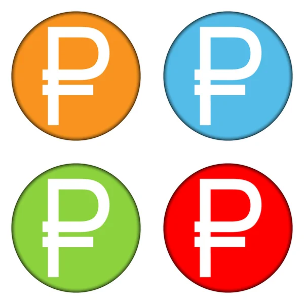 Conjunto de botões de símbolo rublo russo — Vetor de Stock