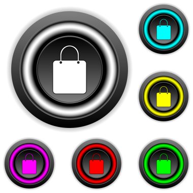 alışveriş çantası düğme kümesi