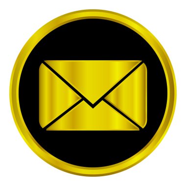 Gold mail sign button clipart