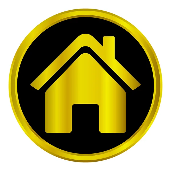 Bouton signe maison or — Image vectorielle