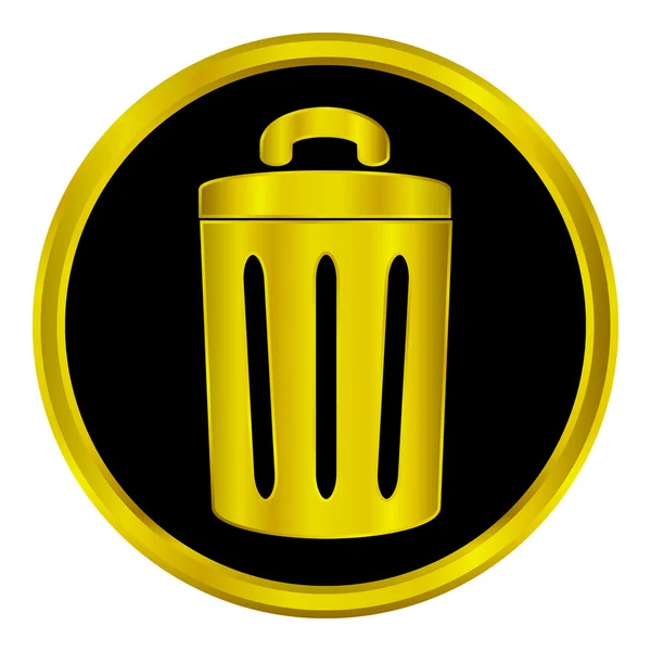 Gold garbage sign button — Stock Vector