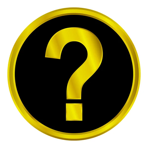 Gold question sign button — Stock Vector