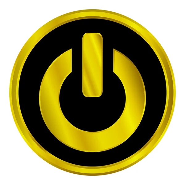 Gold power sign button — Stock Vector
