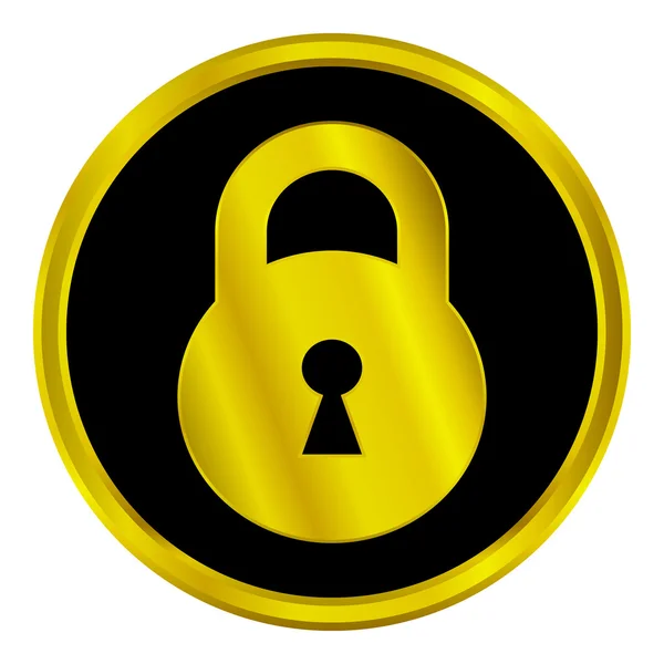 Gold lock sign button — Stock Vector