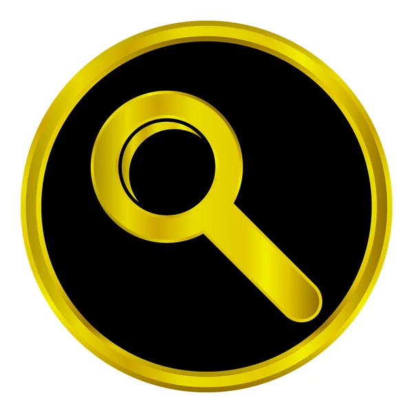 Gold search sign button — Stock Vector