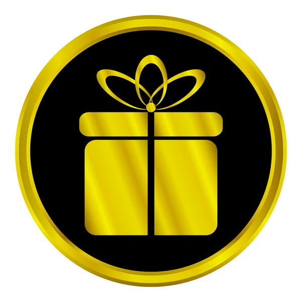 Gold gift sign button — Stock Vector