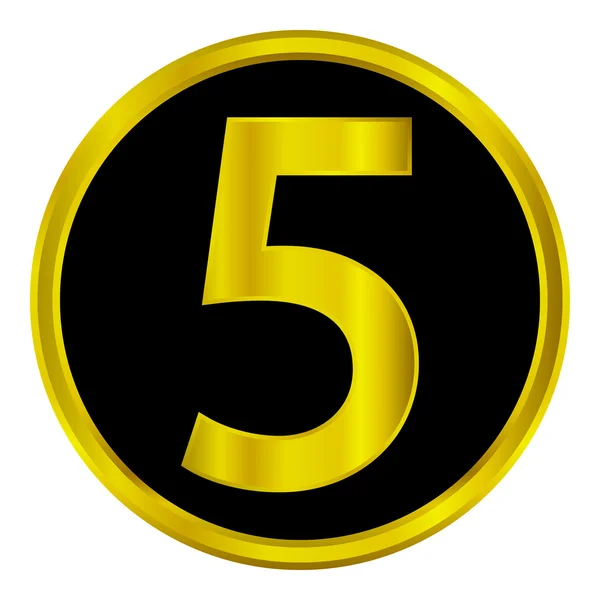 ゴールド番号 5 のボタン — ストックベクタ