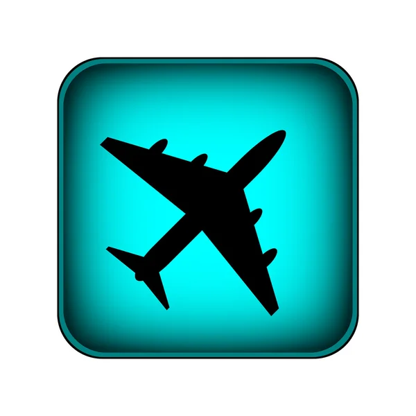 Airplane square button — Stock Vector