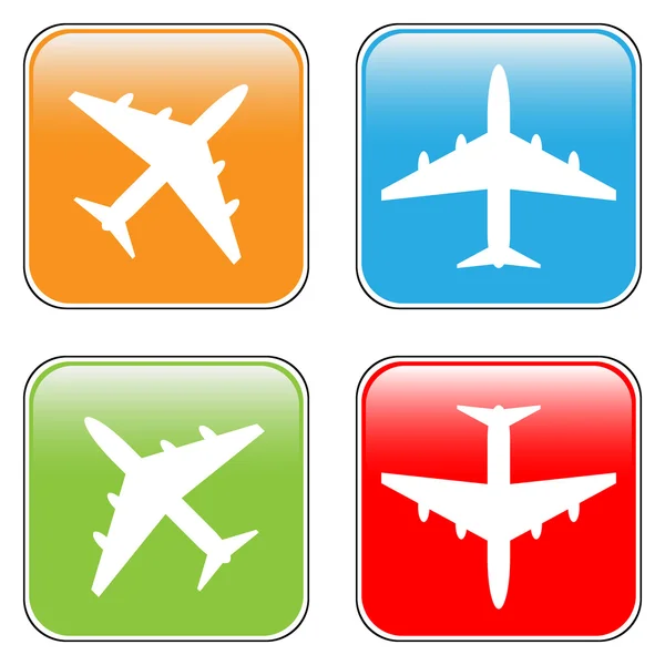 Ensemble de boutons carrés avion — Image vectorielle
