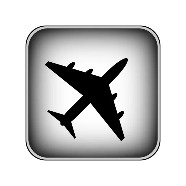 Airplane square button — Stock Vector