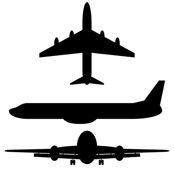 Black silhouettes of airplanes — Stock Vector