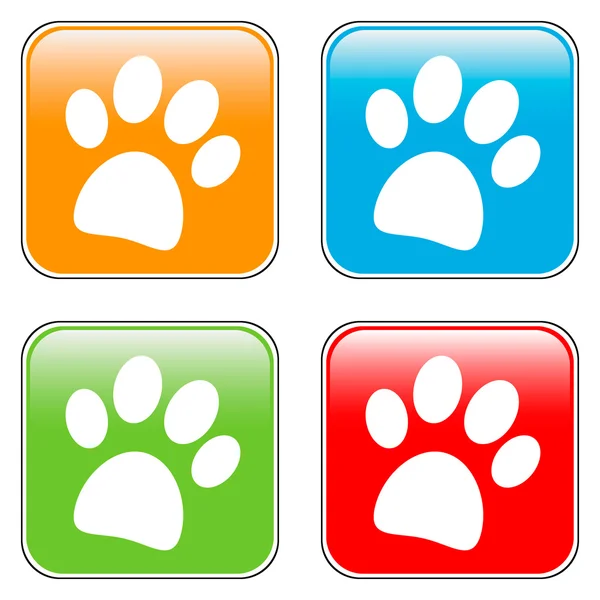 Paw buttons set — Stock Vector