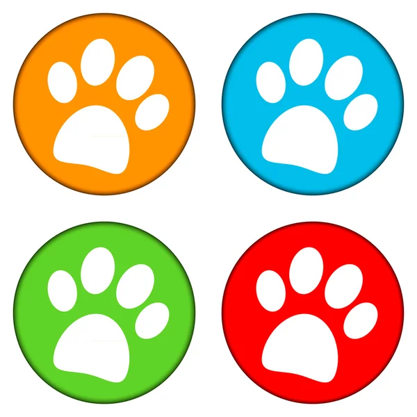 Paw buttons set — Stock Vector