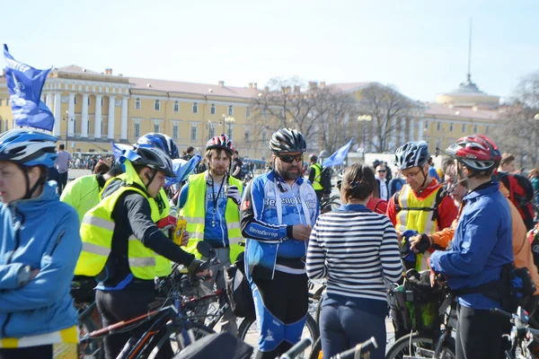 Finish cycling on Palace Square of St.Petersburg — Stock Photo, Image