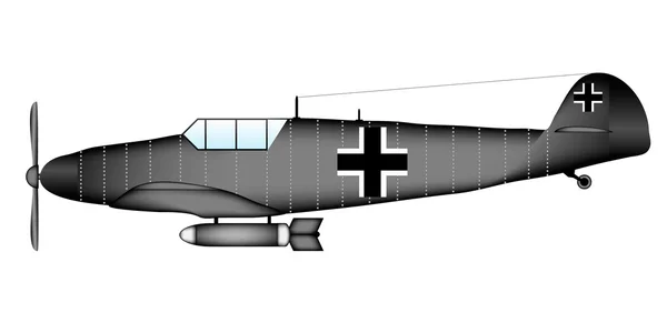 Caça alemão WW2 Messerschmitt Bf.109G — Vetor de Stock