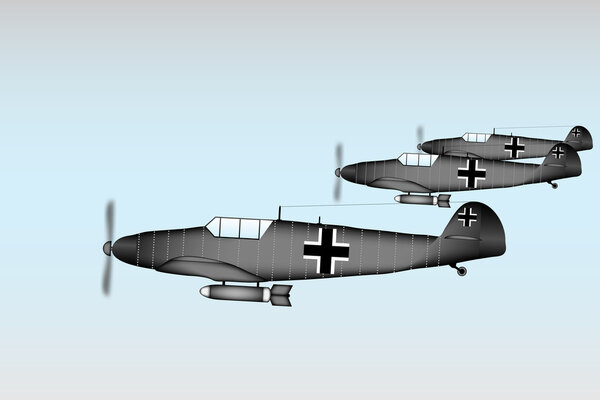 Link fighter-bomber of World War II at sky