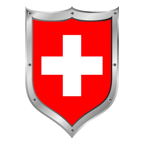 Botón bandera suiza . — Vector de stock