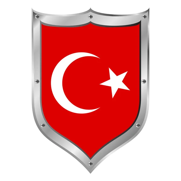 Turkiet flagga knappen. — Stock vektor