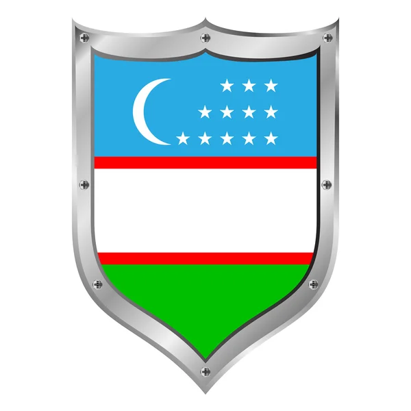 Кнопки прапор Узбекистану . — стоковий вектор