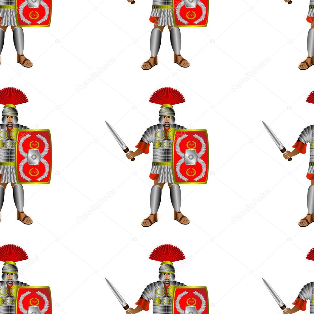 Roman legionaries seamless pattern