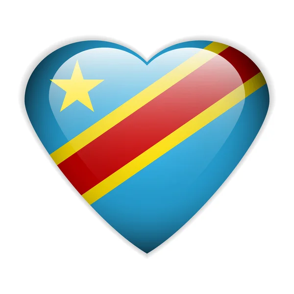 Demokratik Cumhuriyeti Kongo bayrak düğmesini — Stok Vektör