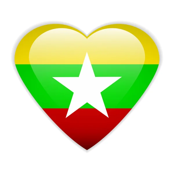Myanmar flagga knappen. — Stock vektor