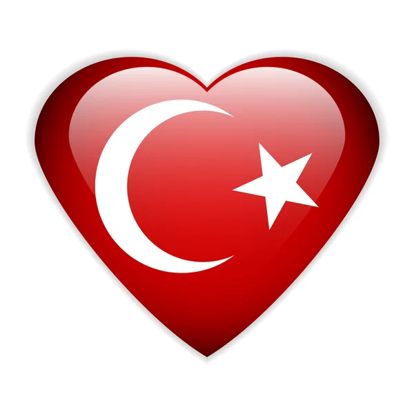 Turkiet flagga knappen. — Stock vektor
