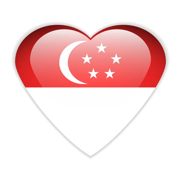 Botão bandeira de Singapura . — Vetor de Stock