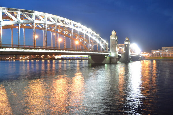 Peter the Great Bridge at night