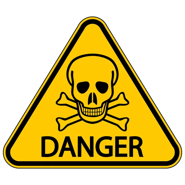 Skull and bones danger triangular sign — Stock Vector