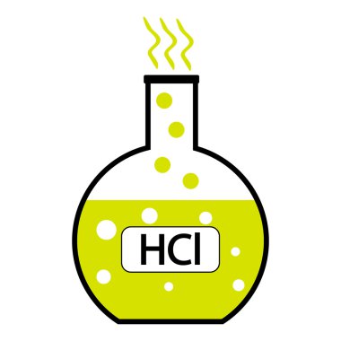 Laboratory glass with hydrochloric acid clipart
