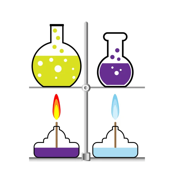 Laboratorium brander en kolf — Stockvector