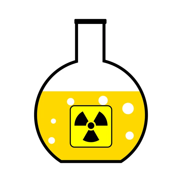 Laboratory flask with a radioactive reagent — Stock Vector