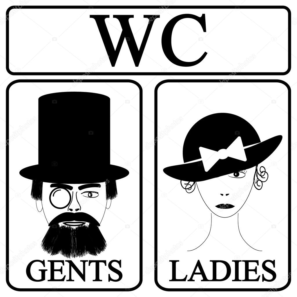 Значки символ мужского и женского туалета — Векторное