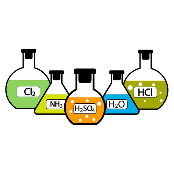 Laborkolben mit Chemikalien — Stockvektor