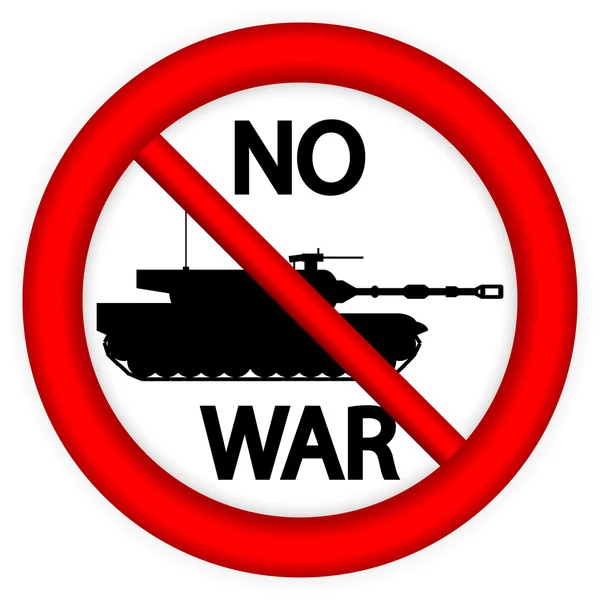Inga krig tecken med moderna tank — Stock vektor