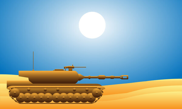 Modern heavy tank in desert