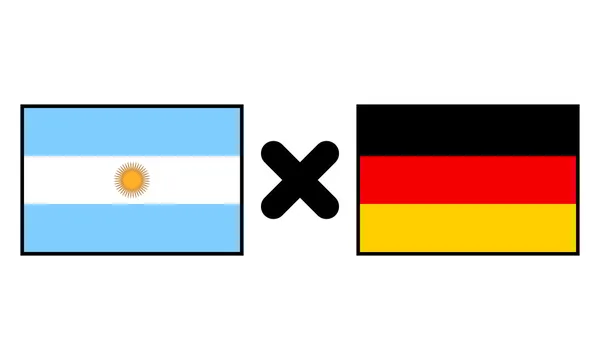 Argentina versus Německo vlajky fotbal — Stockový vektor