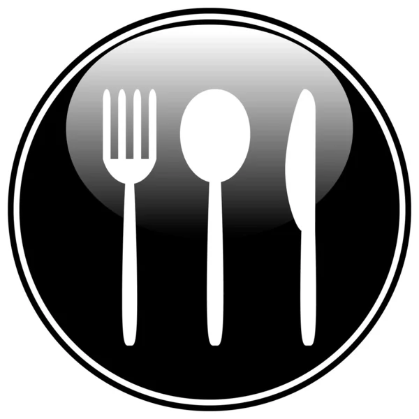 Pulsante forchetta, cucchiaio e coltello — Vettoriale Stock
