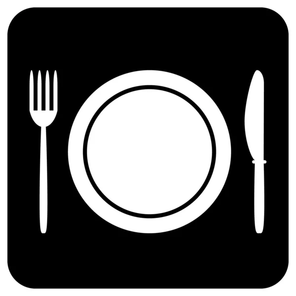 Gabel, Teller und Messerknopf — Stockvektor