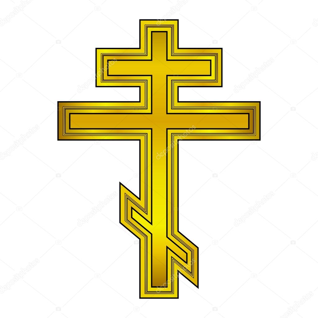 Religious orthodox gold cross icon