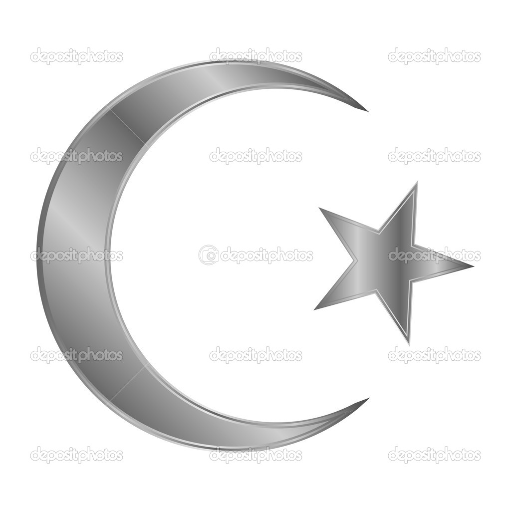 Metal star and crescent icon